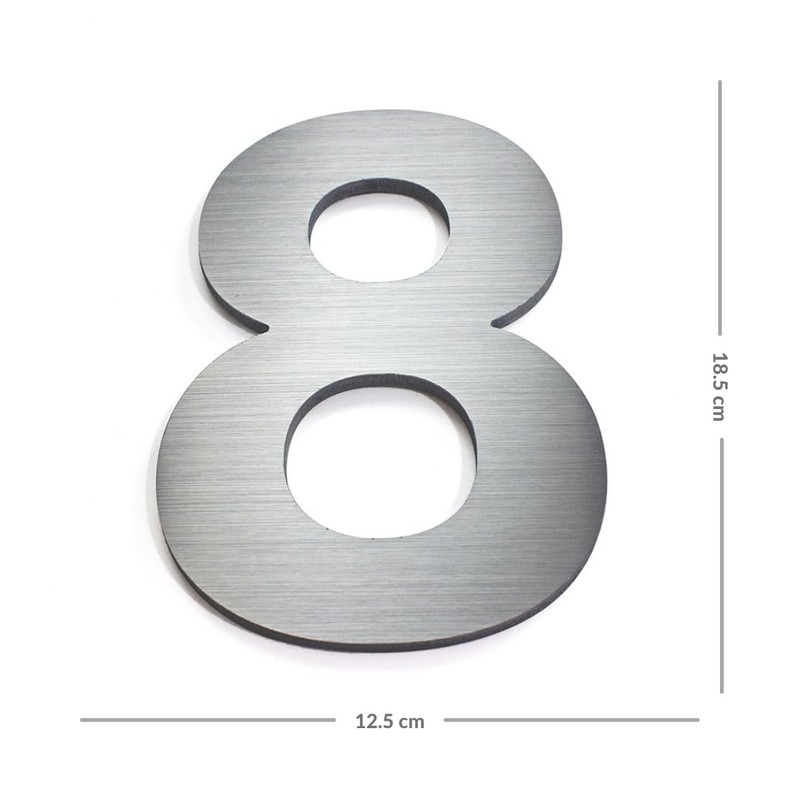 Numeros para casa delgados - 18cm 7inches - Aluminio Cepillado
