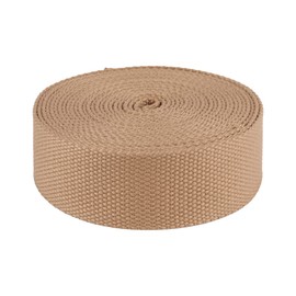 Suncoolla 5M Canvas Cotton Plain Weave Webbing Strap Bag Belt Tape 25/38/50mm (Beige, 38mm)