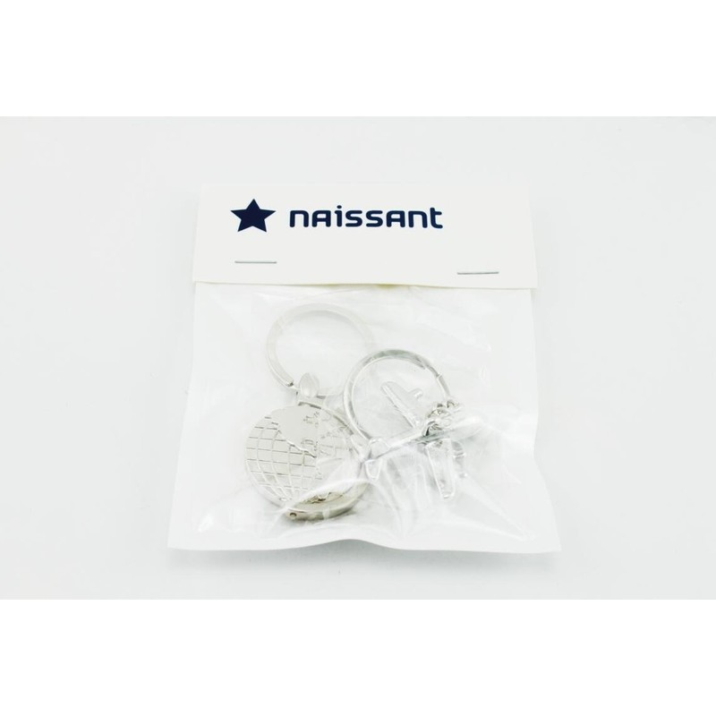 naissant 世界をめぐる！ 飛行機 ＆ 地球 デザイン キーホルダー ２個 セット 金属製