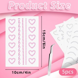 5 PCS Face Gems for Women, Sticky Face Rhinestone Self Adhesive Makeup Stickers Body Glitter Stickers Face Jewels Face Tattoos Gem Stickers Temporary Festival Essentials for Eye, Body, Nail