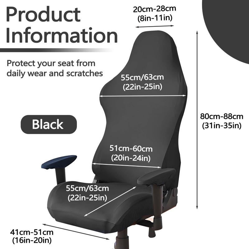 Thatyro Polyester Gaming Chair Cover Set, Stretchable Game Chair Slipcovers