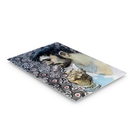 Smile Art Design Man Smoking Cigararette Portrait by Kenney Mencher, Watercolor Painting Metal Print Living Room Decor Metal Wall Art Bedroom Home Decor Artwork Ready to Hang Made in USA - 24x16