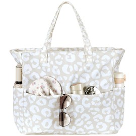 LEDAOU Large Beach Tote Bag Women Waterproof Sandproof Zipper Beach Tote Bag for Pool Gym Grocery Travel with Wet Pocket