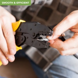 BLOSTM 600 Piece Crimping Tool Set - Adjustable Ratchet Wire Crimping Tool with Comfort Grip Handle, 300 Terminal Connectors (Male/Female) & 300 Transparent Cable Sleeves (AWG 22-16 0.5-1.5mm²)