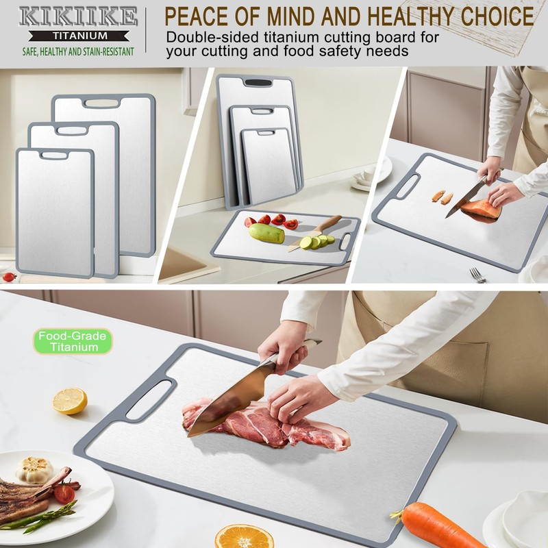 Titanium Cutting Board Double-sided non-slip silicone edging Pure Titanium Cutting