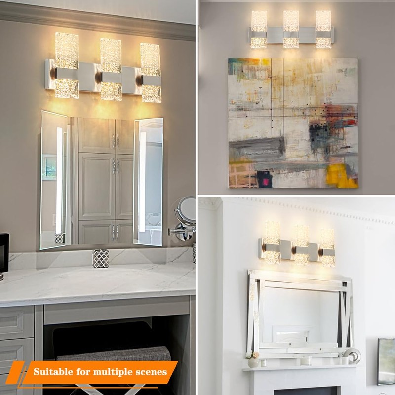 Modern Brushed Nickel 6-Lights Bathroom Vanity Light, Eleglant Nickel LED