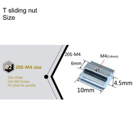 KOOTANS 100pcs 2020 Series Sliding T Nuts Metric M4 Thread Slide in Hammer Head T-Nut for Standard 6mm T-Slot Aluminum Extrusion Profile