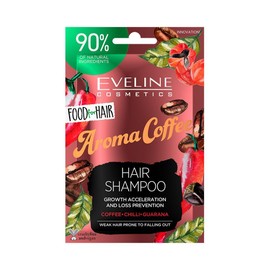 Eveline Cosmetics Food For Hair Aroma Coffee Shampoo for Weak and Brittle Hair - Revitalizing & Strengthening Formula with Natural Coffee Extract, Chili Pepper & Guarana - 20 ML