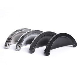 BSM Marketing Ariel Antique Cupboard Cabinet Door Drawer Cup Pull Handle Stepped Chrome/Matt Black/Pewter/Brushed (2, Matt Black)