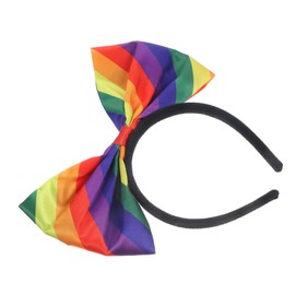 IWOWHERO Unique Adult Headband Rainbow Pride Hair Accessory Stylish Bow for Women Curly Hair