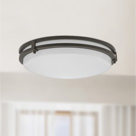 Lithonia Lighting FMSATL 13 14840 BZA M4 LED Saturn Flushmount Ceiling Light Fixture for Kitchen | Hallway | Bedroom, Dimmable, 4000K, Antique Bronze