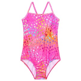 WhizBuzz Swimsuits for Girls 2t 3t Toddler Neon Pink Swimwear One Piece Sleeveless Bathing Suits