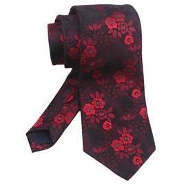 Men's Burgundy Red Black Tie Paisley Woven Silk Business Formal Neckties Gift for Grooms Men Boys