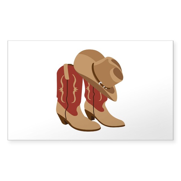 CafePress Cowboy Hat Boots Sticker Rectangle Bumper Sticker Car Decal