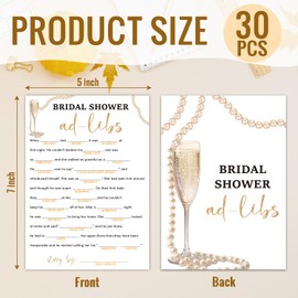 HQLOW Bridal Shower Games 30 Guests for Engagement Wedding Party, Bridal Games for Showers Wedding Shower Games - Bridal Shower Ad Libs Wedding Advice (Gold Champagne) -007