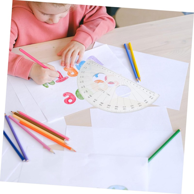 Operitacx 180 Degree Plastic Protractor Math Circle Drawing Tool School