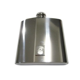 Silver Toned Square Etched Sea Anemone 6 Oz. Stainless Steel Flask