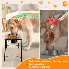 Elevated Dog Bowls for Medium and Large Dogs Wood Raised Dog Bowl Stand with Two 1700ML Stainless Steel Dog Food and Water Bowls,Non-Slip
