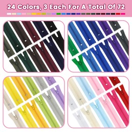 DOITEM 72pcs 8 Inch Zippers Sewing 20cm Nylon Coil Colorful Zippers Zips Zip Sewing Crafts 24 Assorted Colors (Multicoloured, 20cm)