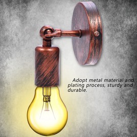 Greensen Wandleuchtenhalter Retro Stil Wandkerzenhalter, Lampenfassung mit E27 Lichtsockel für Schlafzimmer, Schreibtisch, Bar (roter Rost)