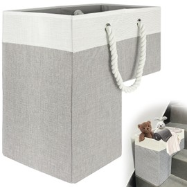 Stair Basket for Carpeted and Wooden Stairs - Laundry Basket for Stairs with Handle, 16" L x 10" W x 16" H Storage Staircase basket for Toys, Clothes, Books, Tools, Magazine, with Hard Board