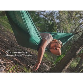 NATUREFUN Ultra-Light Travel Camping Hammock | 300kg Load Capacity,(300 x 200 cm) Breathable,Quick-drying Parachute Nylon | 2 x Premium Carabiners,2 x Nylon Slings Included | For Outdoor Indoor Garden