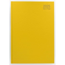Imprint 2025 Premium Quality A5 Day to Page Diary with Full Page of Saturday & Sunday, Hardback Desk Diary with Ribbon Marker, Planner Organiser Diary (Yellow)