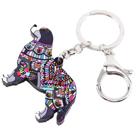 WEVENI Acrylic Bernese Mountain Dog Key Ring Dog Pet Key Ring Decoration for Women Girls Bag Wallet Car Charms, black