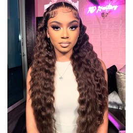 Chocolate Brown 250% Density HD Lace Front Wigs Human Hair Loose Wave 24 Inch 15A Grade Real Full Large Lace Space 13x4 Brown Loose Deep Wave Lace Frontal Wigs Human Hair Pre Plucked For Black Women