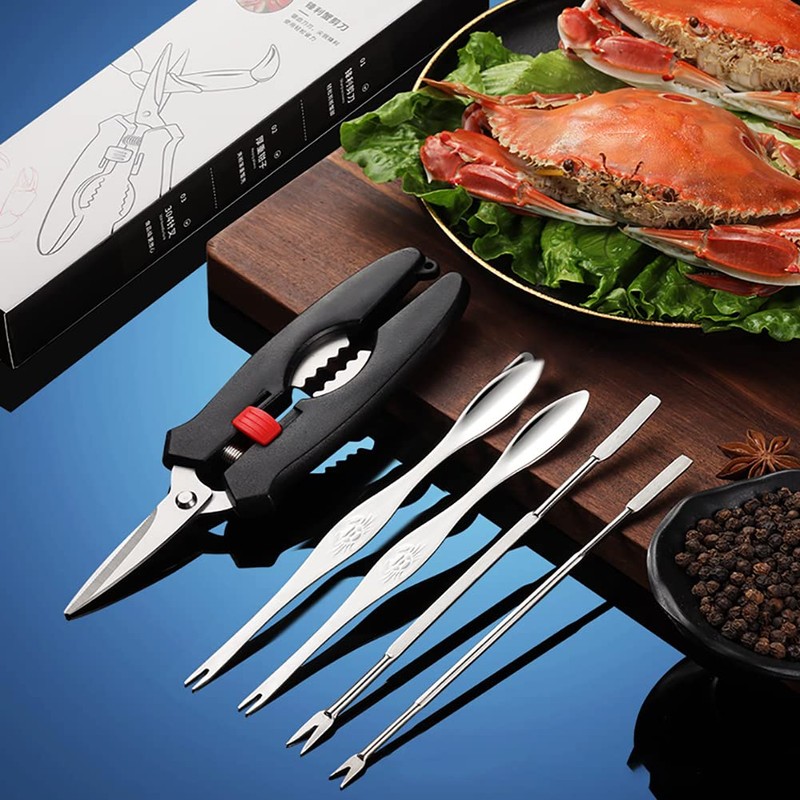 Crab Tools Set of 5, Crab Crab Fork, Crab Spoon,