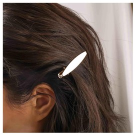 Xduargs Boho Metal Oval Hair Barrette Gold Oval Pin Side Clip Vintage Flat Duckbill Clips Simple Geometric Blank Hairpin Decorative Hair Accessories for Women Headdress