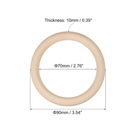 sourcing map 12Pcs 90mm(3.5-inch) Natural Wood Rings, 10mm Thick Smooth Unfinished Wooden Circles for DIY Crafting, Knitting, Macrame, Pendant