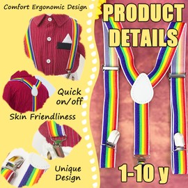 HISUNBEN Kinder Herren Hosenträger Breit Elastisch - Längenverstellbar Y-Form mit Starken 3er Clips Hosenträger Gürtel für Damen Baby von 1-14 Jahr-6