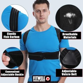 FITWELL Posture Corrector for Men and Women, Upper and Lower Back Brace, Relieves Back Pain and Fixes Bad Posture, Adjustable Full Lumbar Support (X-Large)