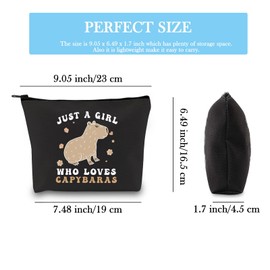 Capybara Lover Accessories Giant Cavy Rodent Gift Animals Theme Gift Just Who Loves Capybaras Cosmetic Bag (Loves Capybaras BLK)