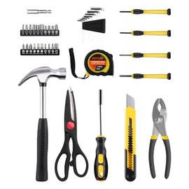 DIFFLIFE 40-Piece Tool Set - General Household Hand Tool Kit with Plastic Toolbox Storage Case…