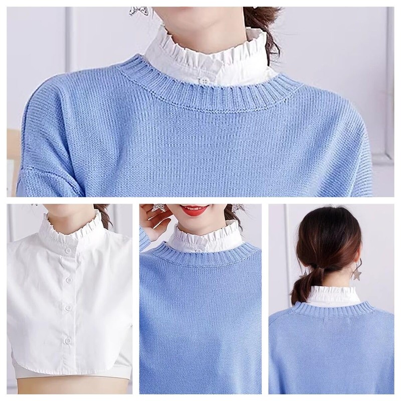 3 Packs Cotton Fake Collar Detachable Dickey Collar Blouse Half