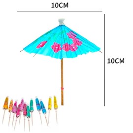 Lovgrin Paraguas de Papel para Cóctel, 100 Palillo sombrilla con punta fina y papel, paraguas para bebida coctel Hawai Tropica, Sombrillas Tropicales