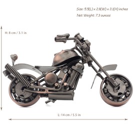 QIRLOEU Motorbike Gifts for Men, Unique Birthday Gifts for Motorbike Enthusiasts, Vintage Metal Motorcycle Sculpture Model, Home Office Desk Decor (S-3)