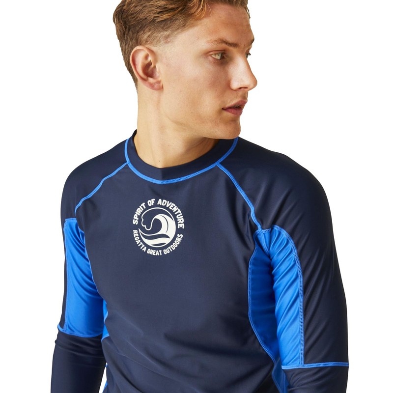 Regatta Mens Long Sleeve Outdoor Rash Vest Guard - Navy/Oxford