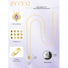 JIYVY32 Lotus Necklace Gold Chakra Yoga Lotus Pendant Necklaces for Women Wife Mother Birthstone Jewelry Gifts for Women Alexandrite Necklace June Birthstone Necklaces