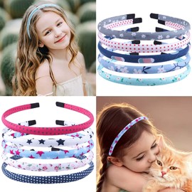 Candygirl 10 Stück Haarbänder Mädchen Stirnbänder Blumen Stoff Haarbänder für Mädchen Stirnbänder für Kinder Star Flower Covered Stirnbänder