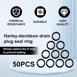 stymart 50 Pcs Oil Drain Plug O-Ring, Nitrile Rubber O Ring Gasket for Harley Davidson