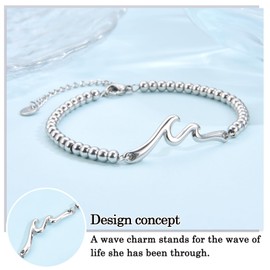 ACOGVN 50th Birthday Gifts for Women Her, 50 Year Old Birthday Gifts for Women, Cool Wave Bracelet Gifts for 50th Birthday Woman Mom Wife Grandma Daughter Best Friend with Happy 50th Birthday Card