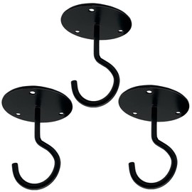 TKY Ceiling Hook Hanging Fixed Screw Hook Hanger Hook Hanging Planter Wall Set of 3 (Black)