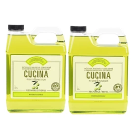 Cucina Fruits & Passion Coriander and Olive Tree Dish Detergent Refill 33.8 fl oz - 2 Pack, Made in Canada