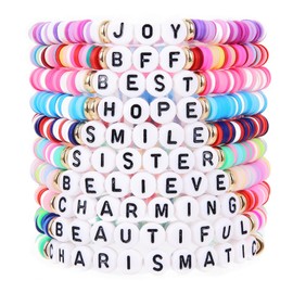 meosked 10pcs Surfer Heishi Clay Bead Stackable Preppy Bracelets, Colorful Friendship Bracelets for Women (color-a)