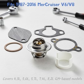 Qonsy 807252Q5 Thermostat Kit for MerCruiser V6 V8 4.3L 5.0L 5.7L 7.4L 8.2L, 160°F Replacement for 807252T2 18-3647