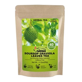 FullChea - Soursop Leaves Tea Bags, 40 Teabags - Premium Soursop Graviola Leaves - Hojas De Guanabana Tea - Non-GMO - Caffeine-free - Improve Digestion, Support Healthy Skin & Sleep