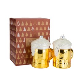 Every Day is Christmas Glass Blown Ornaments Cute Hand Made Figurines Tree Decoration (Beer Mugs)